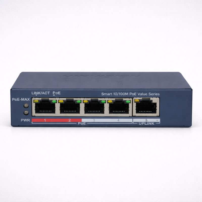 سويتش ذكي PoE من Hikvision بأربع منافذ Fast Ethernet