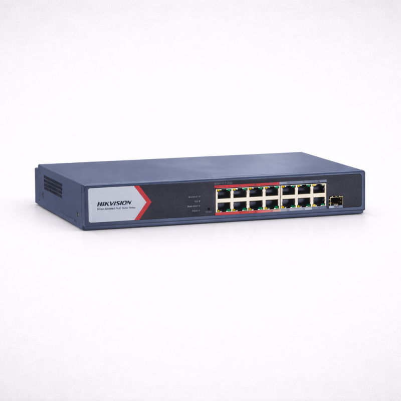 سويتش ذكي PoE من Hikvision بستة عشر منفذ Fast Ethernet